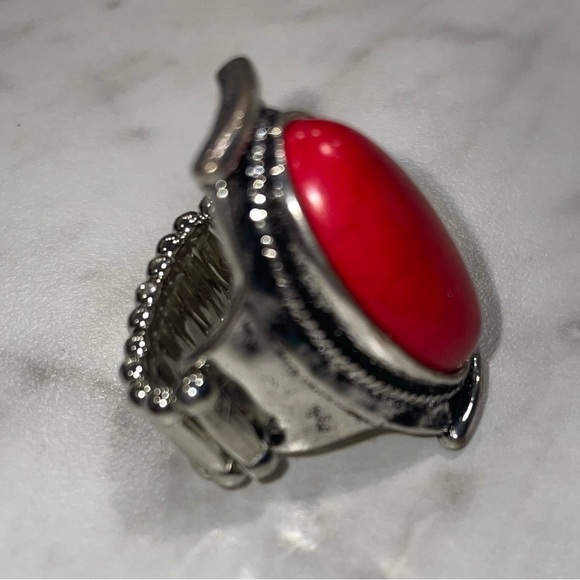 Paparazzi Silver Adjustable Ring with Red Stone - Picture 3 of 5